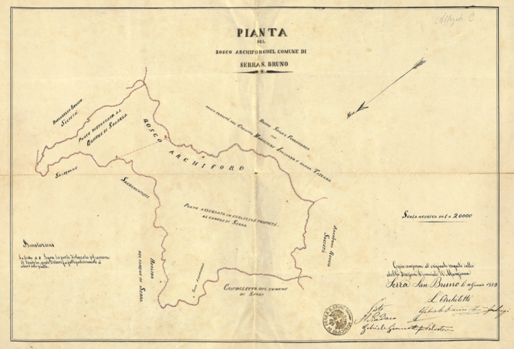 La mappa del bosco Archiforo risalente al 1879
