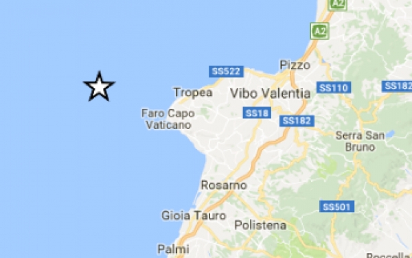 Terremoto di magnitudo 3.2 al largo della costa vibonese