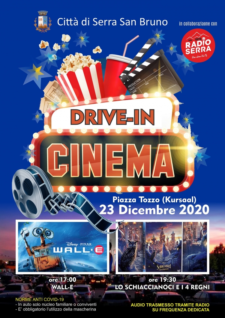 Serra, cinema drive-in in piazza il 23 dicembre