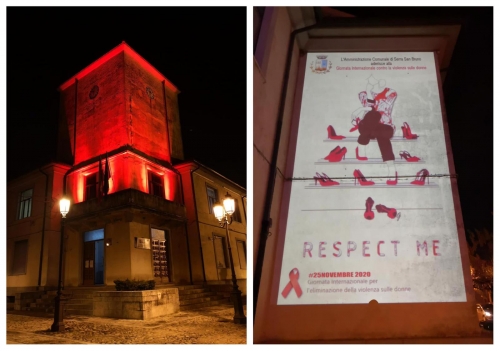 Il municipio di Serra si colora di rosso per la Giornata contro la violenza sulle donne