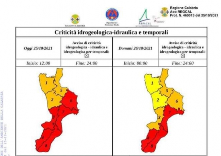 Allerta meteo, nuovo codice rosso per la Calabria centro-meridionale