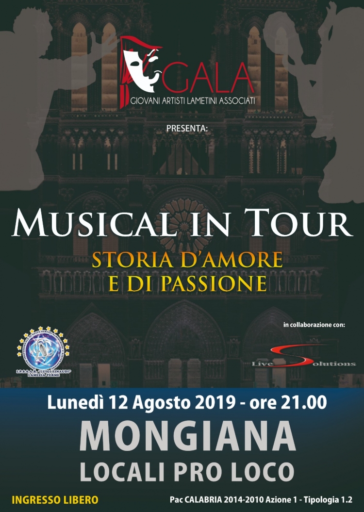 A Mongiana l’evento “Musical in tour – Storia d’amore e di passione”