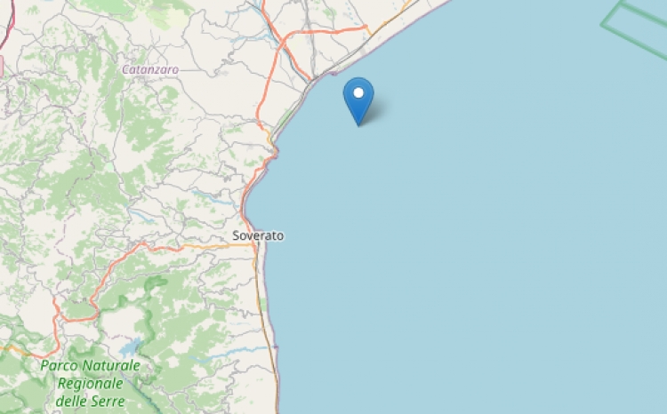 Terremoto di magnitudo 2.7 al largo del mar Ionio