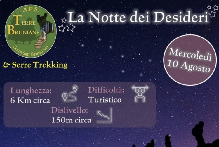 Trekking sotto le stelle, a Serra la seconda edizione de “La notte dei desideri”